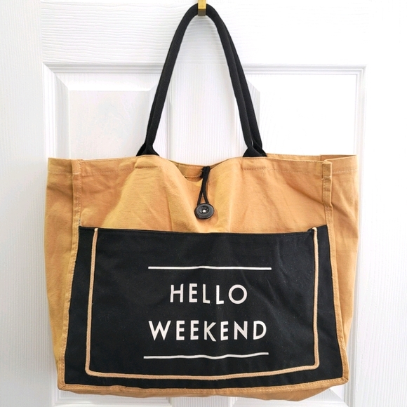 Hello Weekend Handbags - HELLO WEEKEND Large Canvas Tote Overnight Bag